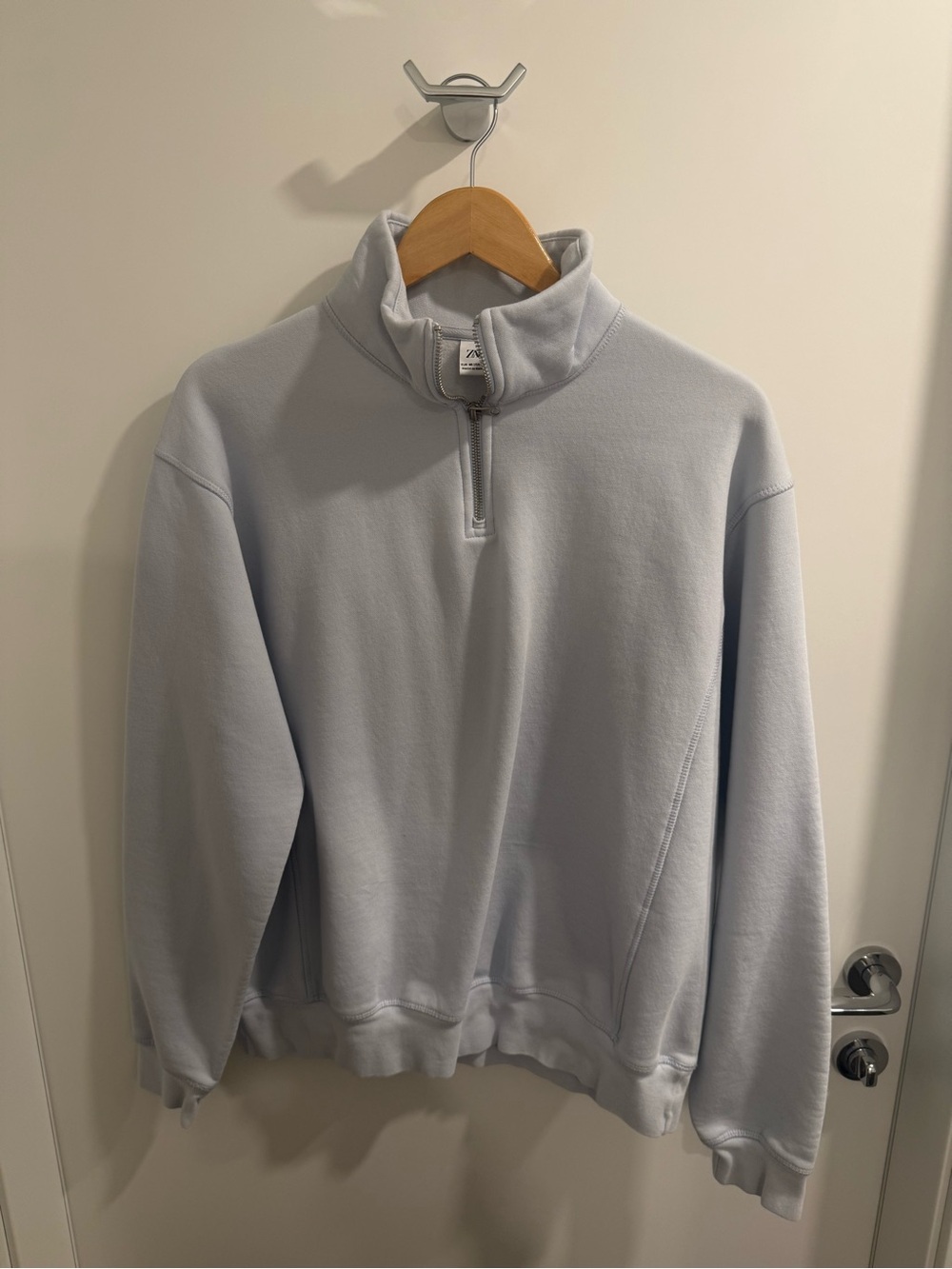 Zara Men's Light Blue Quarter-Zip Pullover